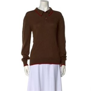 Bode NWT Merino Wool Polo Sweater Brown Women's M/L